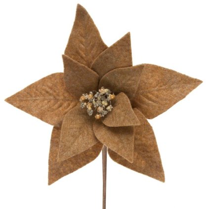 74850 hnedy vianocny kvet na stromcek 30x14 cm sada 12 ks
