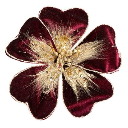 74931 bordovy vianocny kvet na stromcek 18x4 cm sada 12 ks