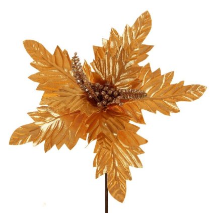 74973 zlaty vianocny kvet na stromcek 26x14 cm sada 12 ks