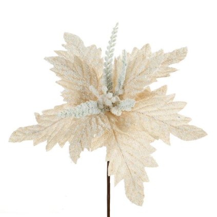 74982 kremovy vianocny kvet na stromcek 26x14 cm sada 12 ks