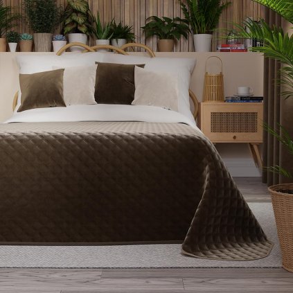 75384 hnedy zamatovy prehoz na postel velvi 170x210 cm