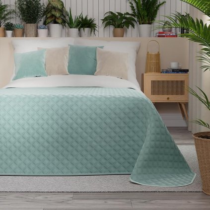 75399 mentolovy zamatovy prehoz na postel velvi 170x210 cm