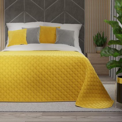 75405 zlty zamatovy prehoz na postel velvi 170x210 cm