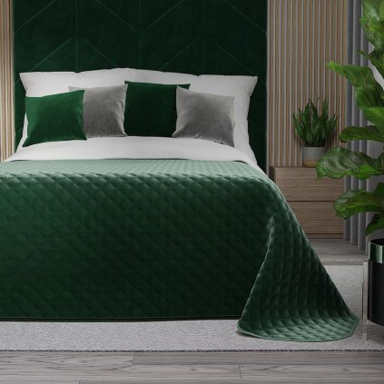 75408 flaskovo zeleny zamatovy prehoz na postel velvi 170x210 cm