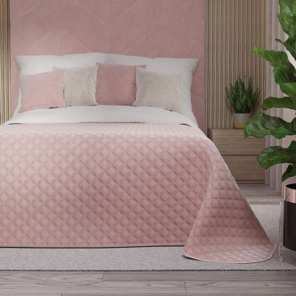 75420 svetloruzovy zamatovy prehoz na postel velvi 170x210 cm