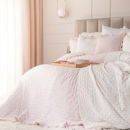 75714 ruzovy prehoz na postel s volanom werona 200x220 cm