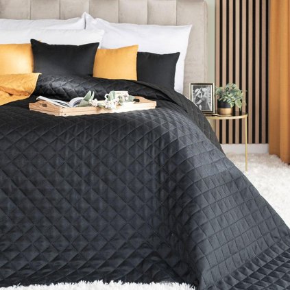 75741 cierny prehoz na postel jodelka s geometrickym vzorom 170x210 cm