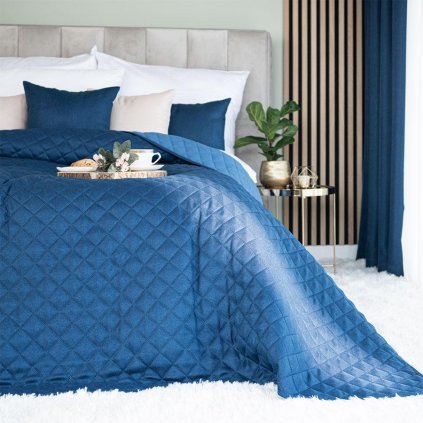75762 nebesky modry prehoz na postel jodelka s geometrickym vzorom 220x240 cm