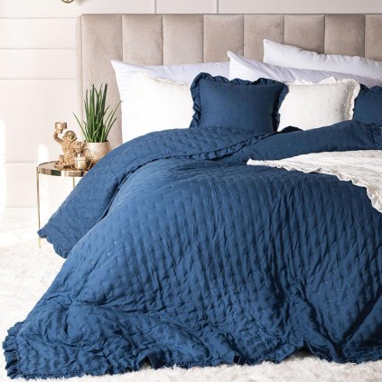 75822 nebesky modry prehoz na postel s volanom werona 220x240 cm