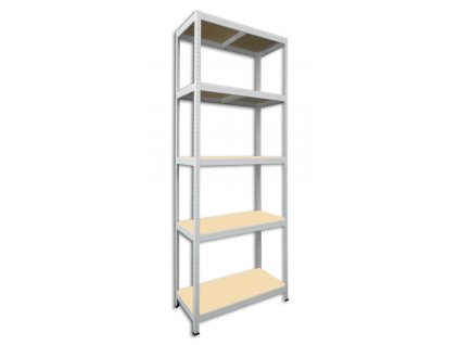 Lagerregal mit Holzböden Biedrax 50 x 75 x 240 cm weiss - 5 Fachböden MDF