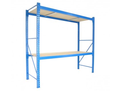Profesionální regál Biedrax základní 80 x 150 x 200 cm, 2 police - nosnost 350 kg/police, modrý
