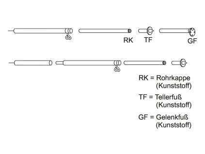 Tyč ocel TF 3-dílná / 165 - 250cm / průměr 22/25mm