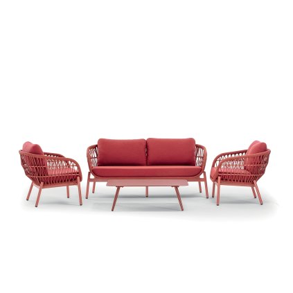 Exteriérové záhradné sedenie ELBA vo farbe RED/MIXED RED/RED OLEFIN