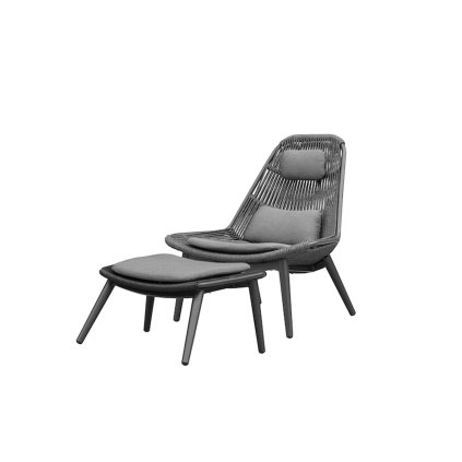 Kreslo s taburetkou COMO v prevedení ANTHRACITE/DARK GREY ROUND/DARK GREY OLEFIN