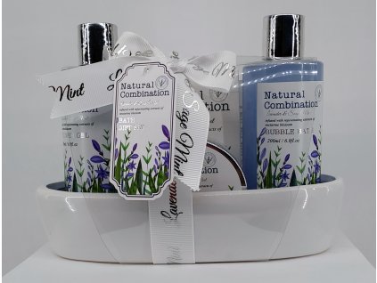 Natural Combination Sprchový gél 200ml + Pena do kúpeľa 200ml + Telové mlieko 50ml + Soľ do kúpeľa 100g Levanduľa, šalvia, mäta darčeková sada