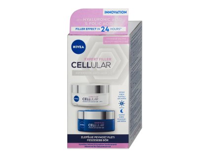Nivea Cellular Expert Filler OF15 denný krém proti starnutiu 50 ml + nočný krém proti starnutiu 50 ml, duopack