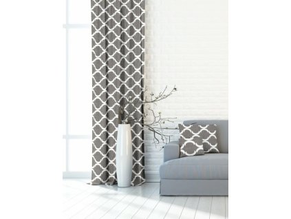 Výprodej Dekorační látky, Blackou Ornament, šedý, 150 cm (Výprodejový rozměr (šíře x výška) 150 x 215 cm)