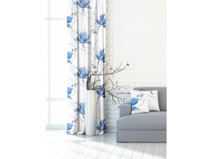 Výprodej Dekorační látky, OXY Magnolie, modrá, 150 cm (Výprodejový rozměr (šíře x výška) 150 x 215 cm)