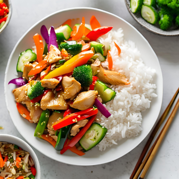 Kuřecí stir-fry se zeleninou a sojovou omáčkou