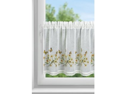 39730 firana gotowa flora 150 x 60 cm bialy