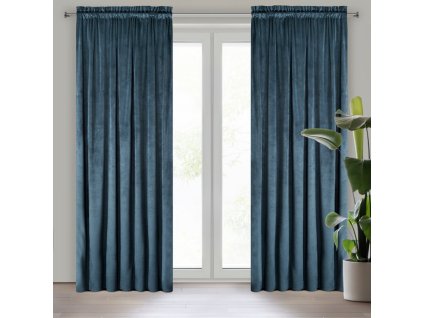 37642 zaslona gotowa pierre na tasmie 140 x 300 cm granatowy