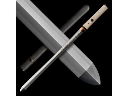 30249 13 aichi wakizashi tamahagane flower horimono s oboustrannym hamonem suguha