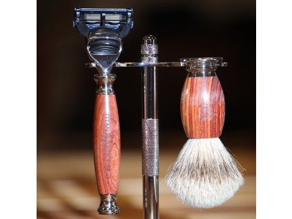 31563 darkova sada titan mahagonovy holici strojek s cestovnim gumovym pouzdrem stojanek a stetka ve stylove krabicce