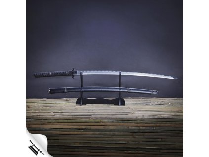 26103 5 handachi katana z uhlikove prekladane oceli aisi 1045 s lestenou imitaci hamonu