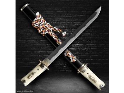 30054 18 japanese tanto dragon tamahagane steel real notare hamon