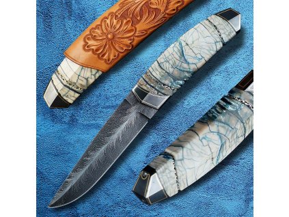 26616 15 jedinecny nuz dellinger blomma randy feather mammut damascus
