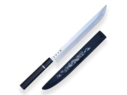 30078 6 josho tsuki aisi 1095 steel sakimaru yanagiba japanese chef knife 310mm with saya