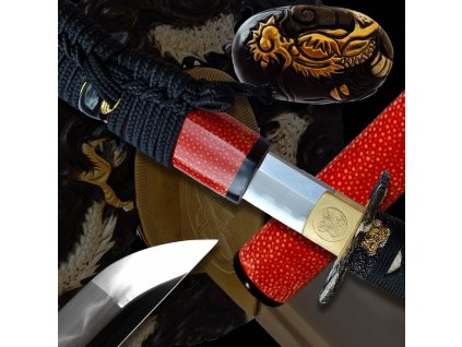 30165 8 katana akai kawa z prekladane oceli aisi 1075 s realnym hamonem