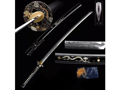26061 20 katana doragon horimono japanese sword t 10 steel kobuse real hamon gunome