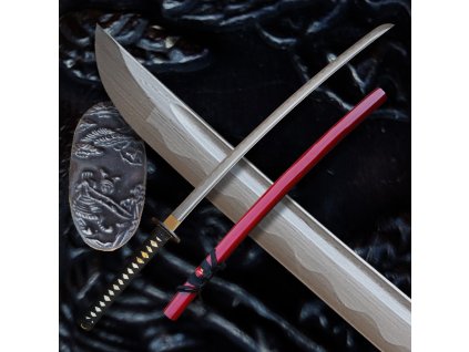 26025 17 katana kjosai z prekladane oceli aisi 1045 s lestenou imitaci hamonu