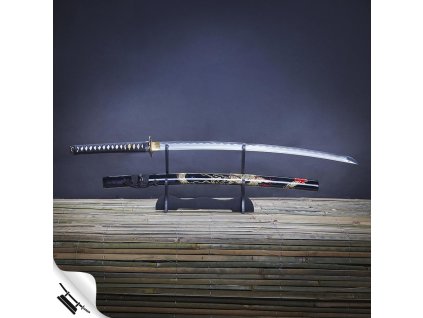 26100 8 katana pakku z uhlikove oceli aisi 1045 s lestenou imitaci hamonu