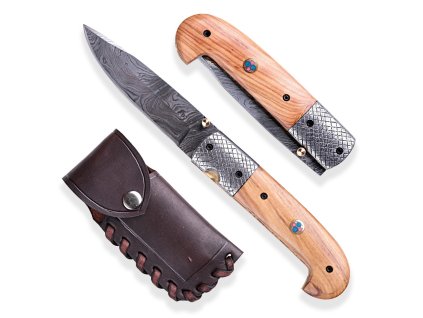 28839 10 lovecky zaviraci damaskovy nuz dellinger olive sentinell