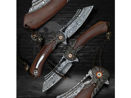 26388 15 lovecky zaviraci damaskovy nuz dellinger rock vg 10