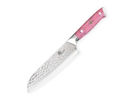 31626 nuz kuchynsky santoku 180 mm sok pink stone tsuchime damascus