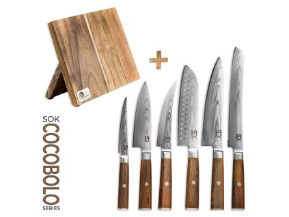 31666 12 sada 6 kuchynskych nozu sok cocobolo white damascus magneticky stojanek