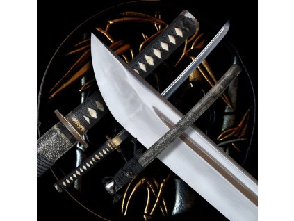 30882 15 shikai japanese wakizashi z prekladane oceli aisi 1075 s realnym hamonem