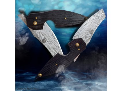 28662 12 zaviraci damaskovy nuz s orezavacem doutniku dellinger cigar cutter