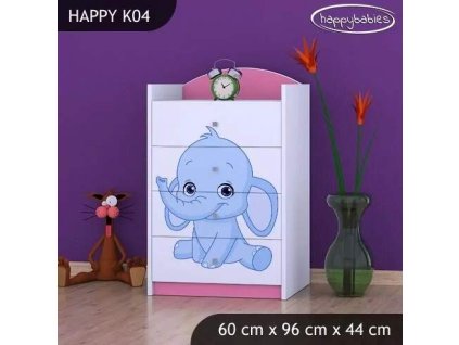 vyr 27512 komoda happy k04 rozowy i niebieski slon