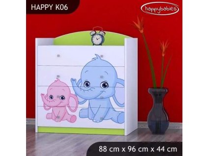 vyr 27696 komoda happy k06 rozowy i niebieski slon