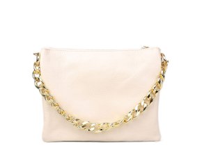 Dámské béžové střední kožené kabelky crossbody Petra