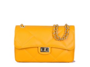 Žluté prošívané kožené kabelky crossbody Luana