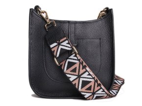 Dámské černé kožené kabelky crossbody Hermenia jiná