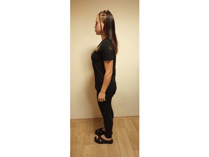 Tričko s krátkým rukávem barva černá, velikost M, motiv červenozlatí motýlci