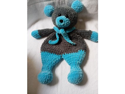 usínáček háčkovaný šedomodrý, výška 35 cm