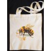 Plátěná taška s dlouhýma ušima 50 cm  přírodní 32cm x 28cm motiv včela
