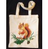 Plátěná taška s dlouhýma ušima 50 cm  přírodní 32cm x 28cm motiv veverka